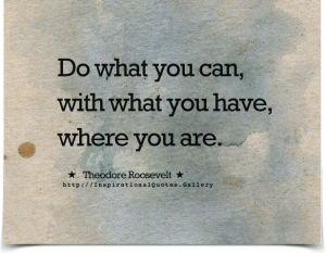 Do what you can, with what you have, where you are ...